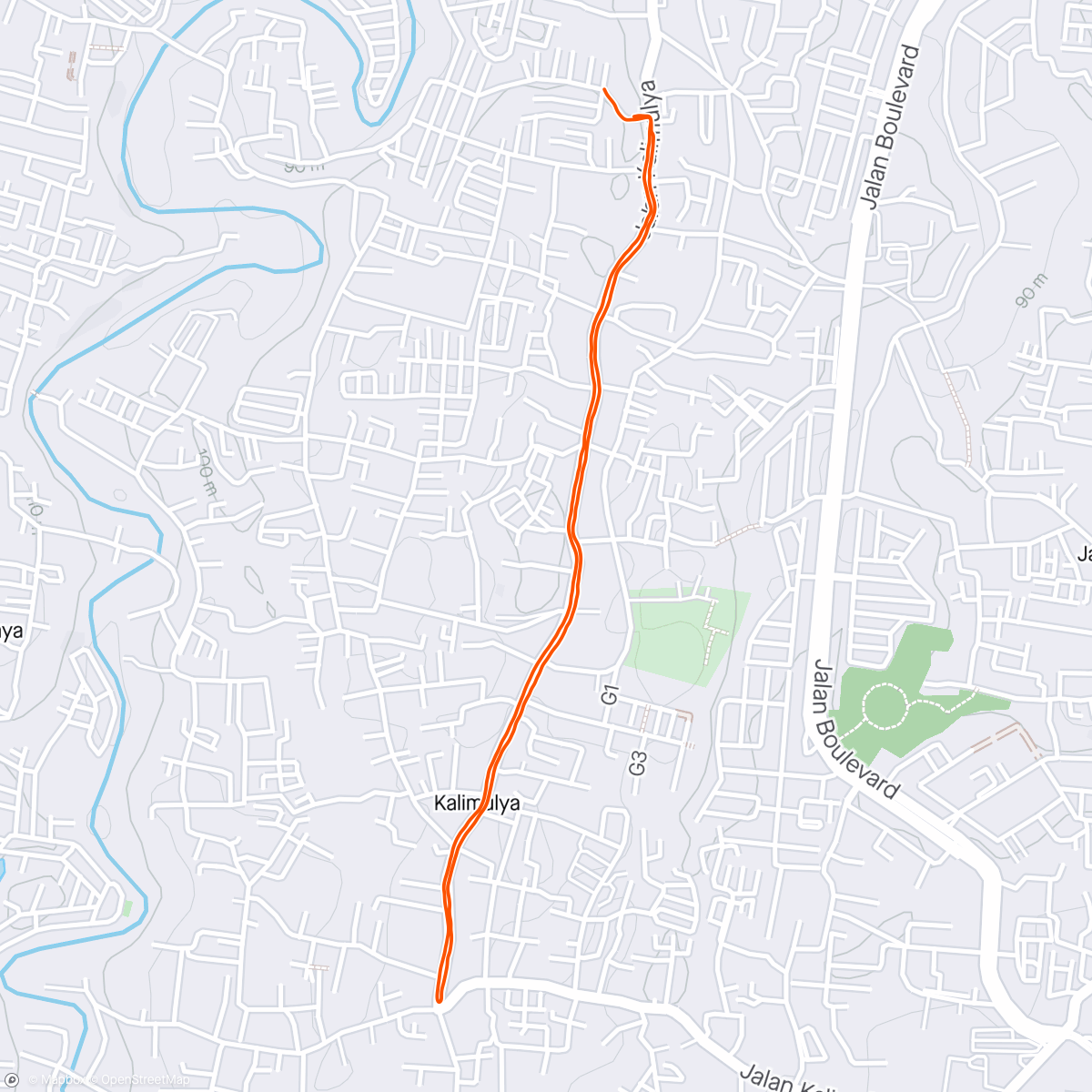 Map of the activity, Morning Run - Recovery