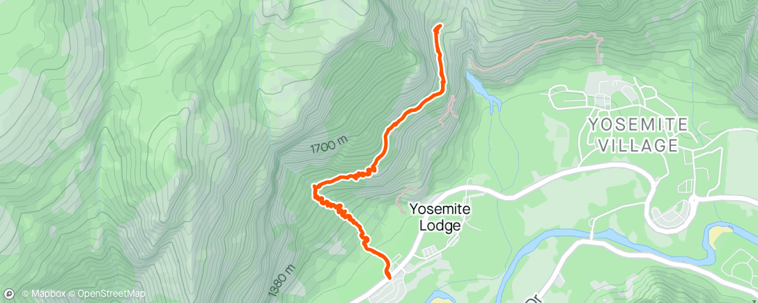 Mappa dell'attività Upper Yosemite Falls- half
