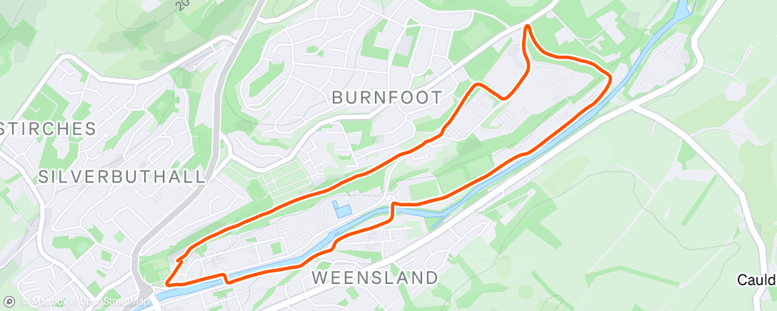 Map of the activity, Short run while Amelia is at gym