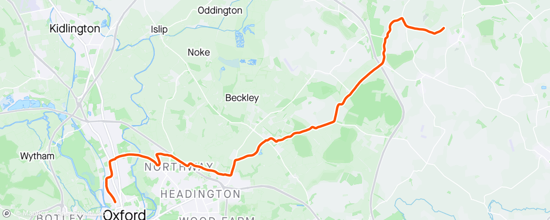 Map of the activity, Nice easy run, ignoring pace and watch to just run from work to home trying to smile and just enjoy running without any target or expectation