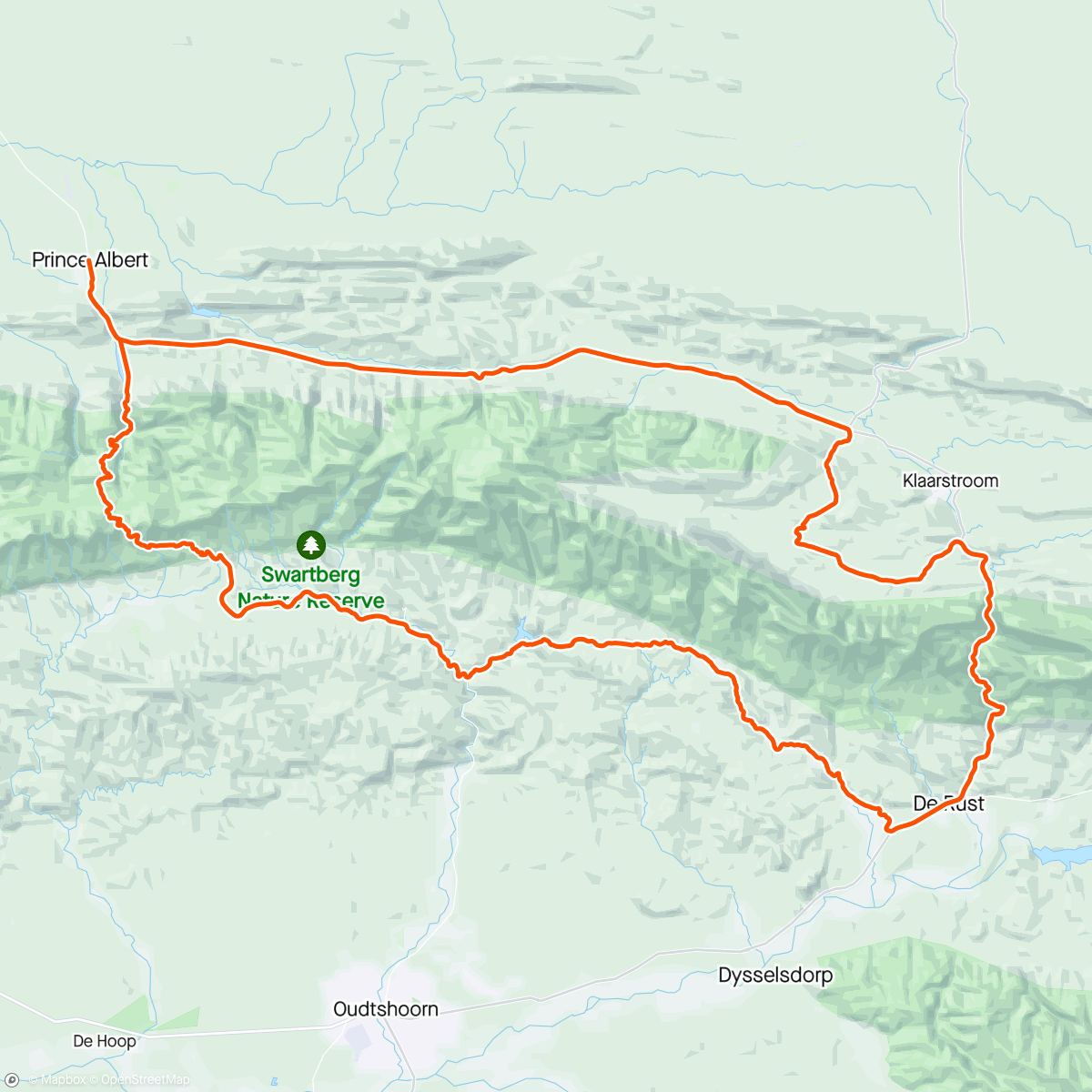 Map of the activity, Swartberg 100