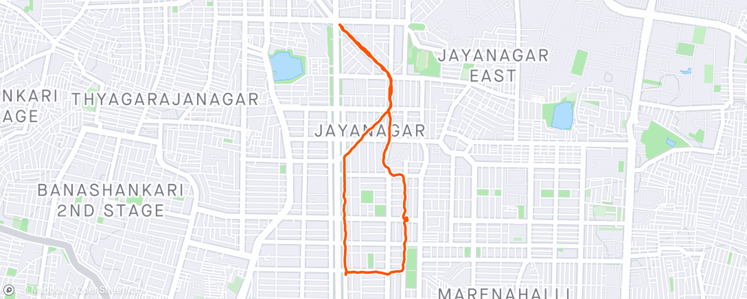Map of the activity, Morning walk Jayanagar