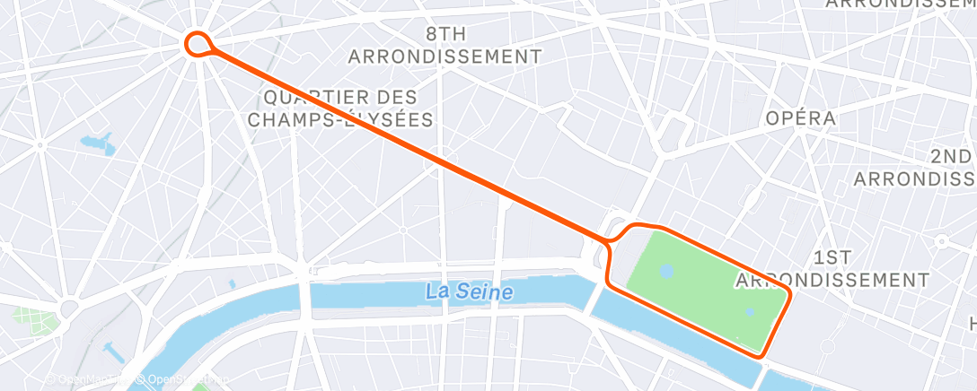 Map of the activity, Zwift - Paris