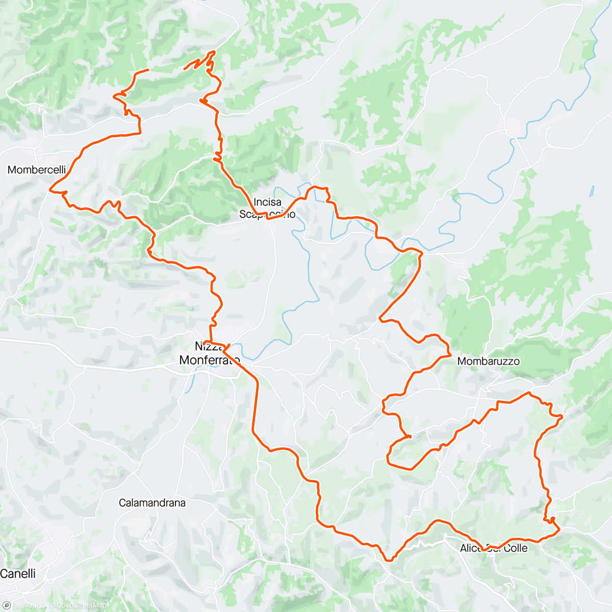 Map of the activity, Monferrato ride: Belbo - Casalotto - Fontanile - Ricaldone - Vaglio Serra🇮🇹