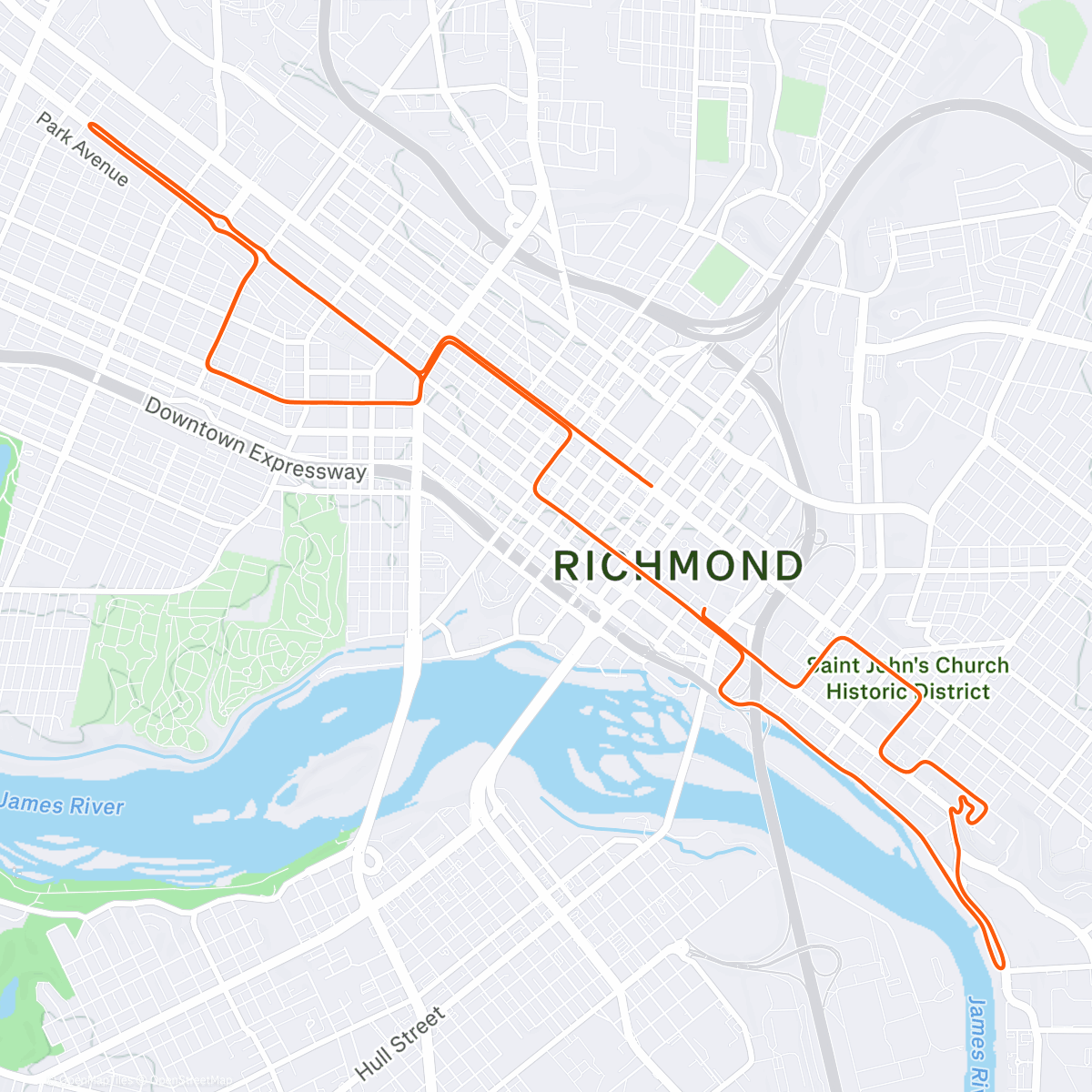 Peta aktivitas, Zwift - New Workout (1) on Libby Hill After Party in Richmond