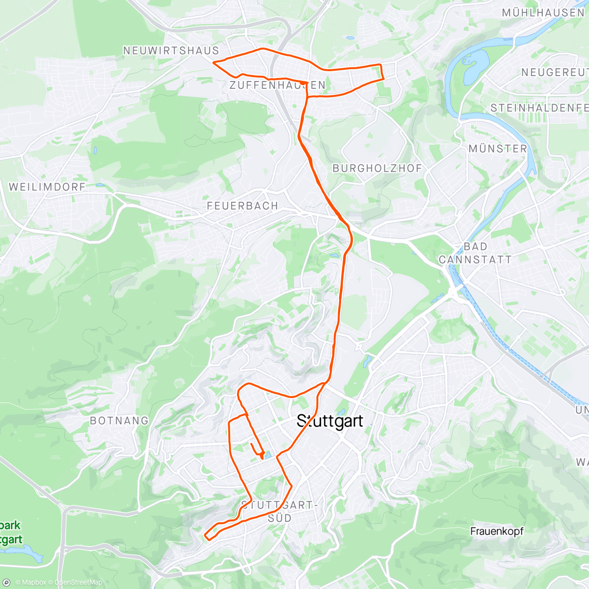 Map of the activity, Critical Mass Stuttgart, März