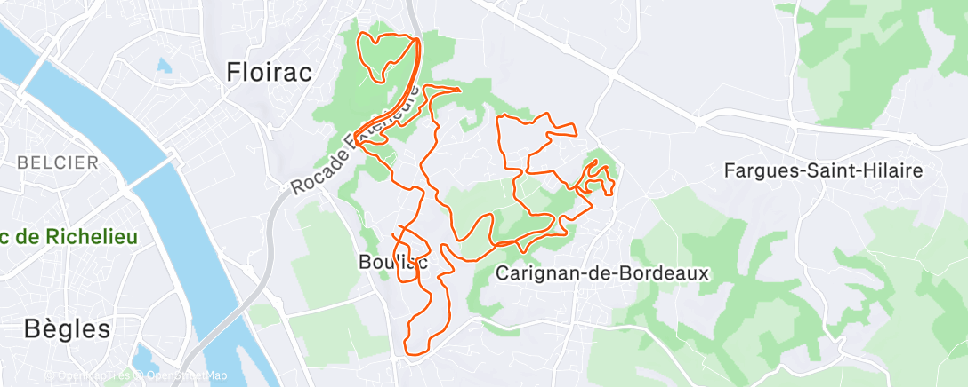 Map of the activity, Soli'Trail Bouliac : 31km