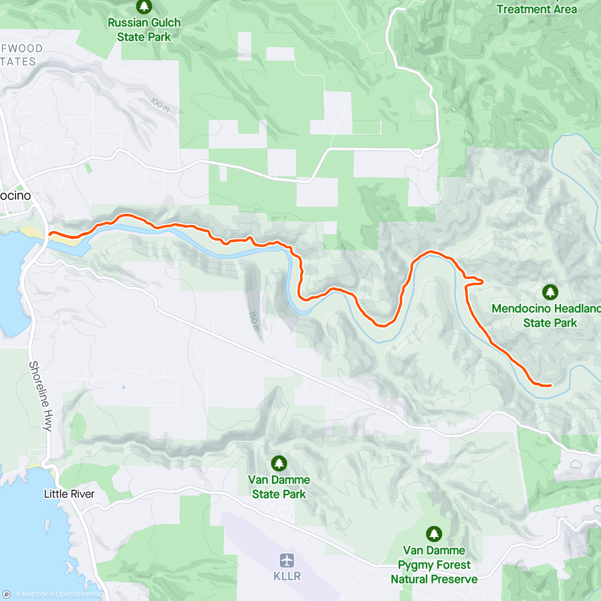 Mapa da atividade, Big River Fort Bragg