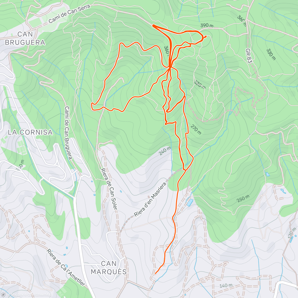 Map of the activity, Bicicleta de montaña eléctrica matutina