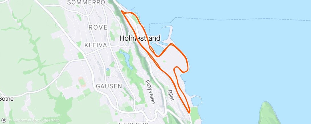 Map of the activity, Holmestrand 10K