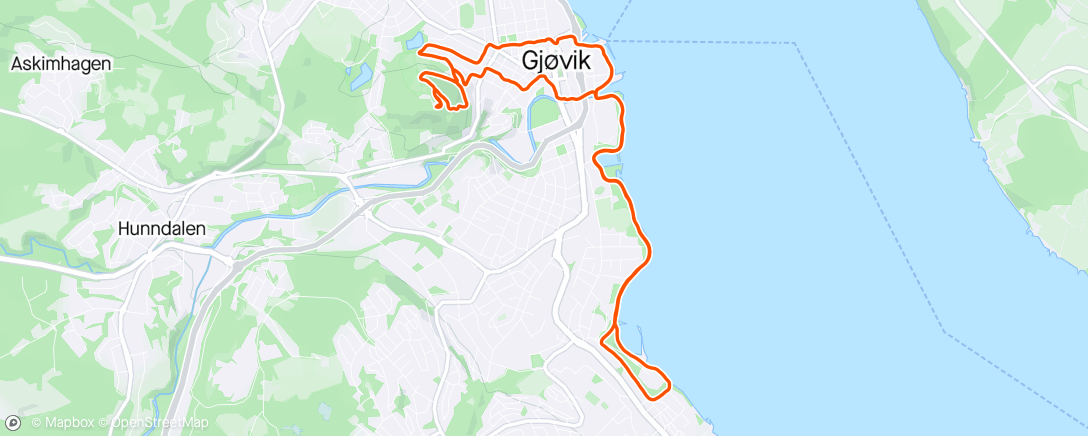 Map of the activity, Gjøvikjogg
