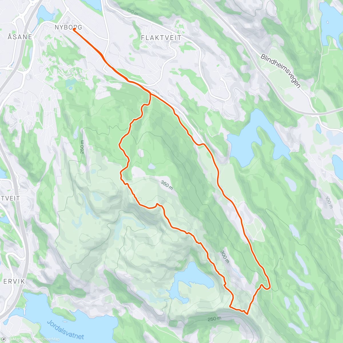 Map of the activity, Storsåta - Vindalseggen - Hjortland