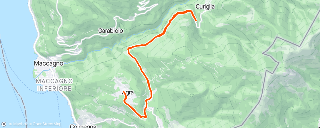 Map of the activity, Curiglia out & back