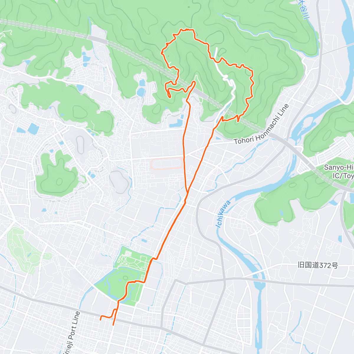 Map of the activity, 姫路のトレイルランニング