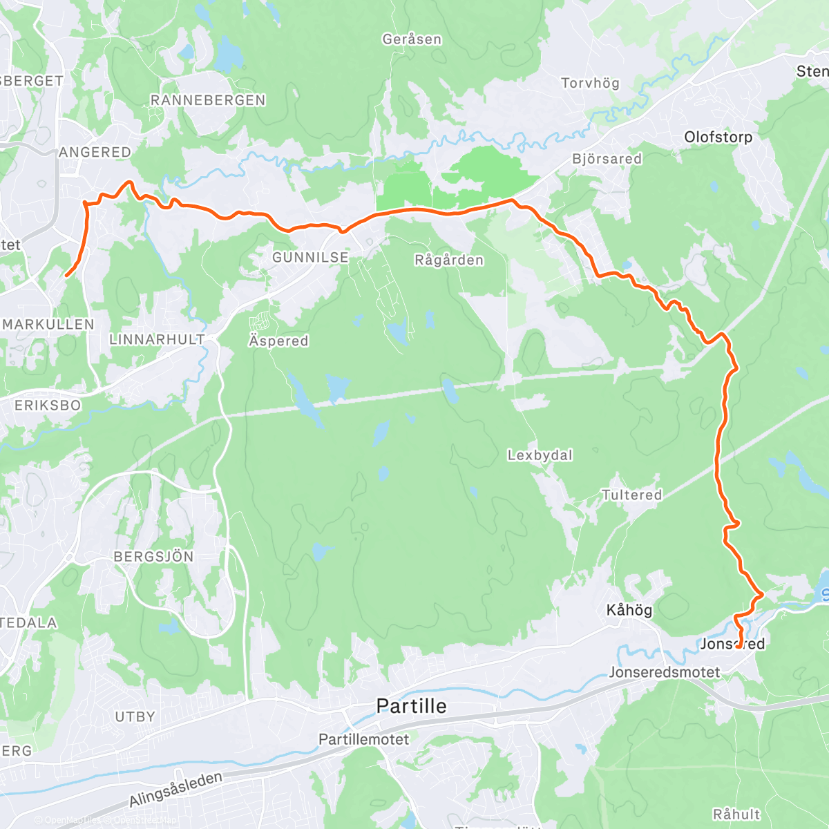 Map of the activity, Längdskidor från jobbet