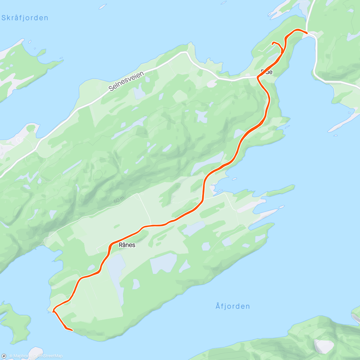 Map of the activity, Åfjord morning run