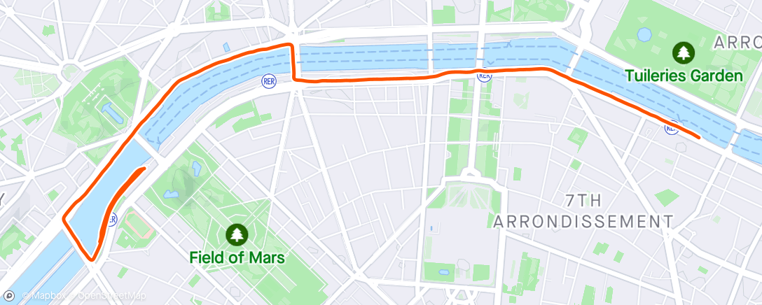 Map of the activity, Course à pied de nuit
