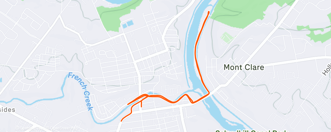 Map of the activity, Afternoon Run