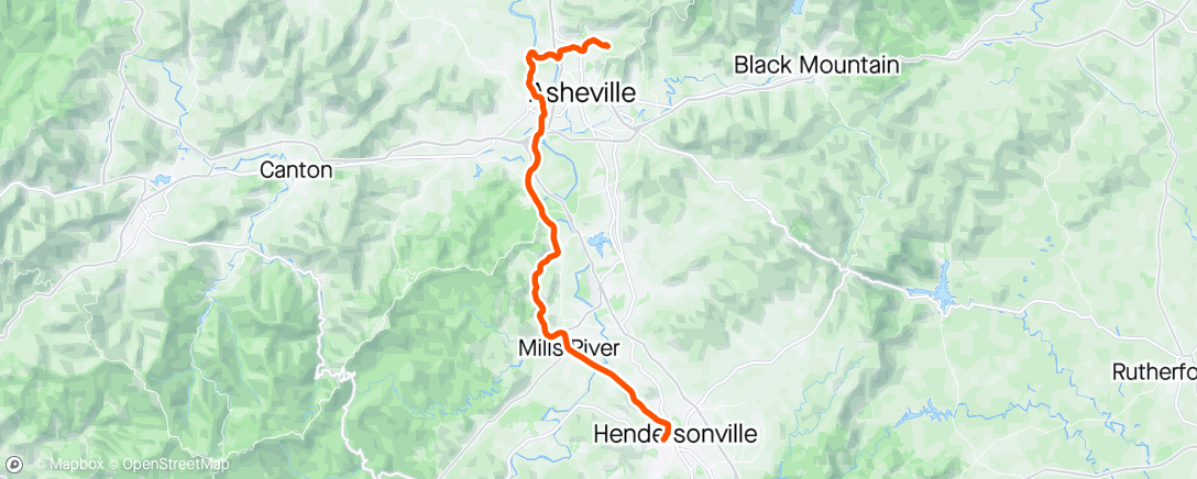 Map of the activity, Asheville to Hendo