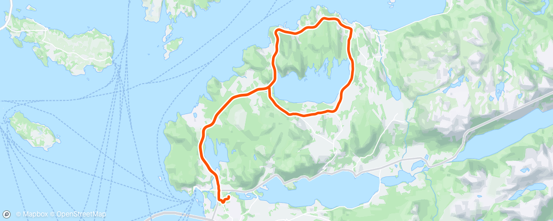 Map of the activity, Rolig runde til Fiskå via Voster på hybridsykkelen 😎🚴🏻