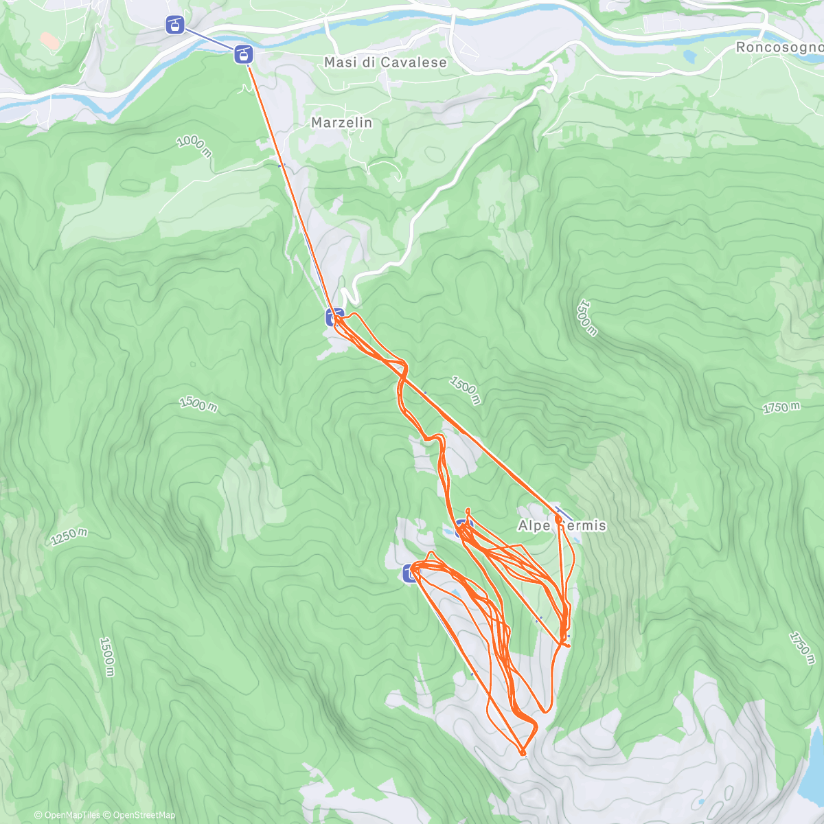 Map of the activity, Alpe Cermis