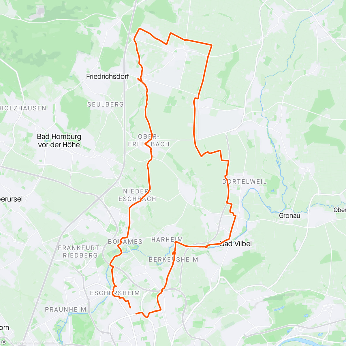 Map of the activity, Erste Radtour nach Knie-OP