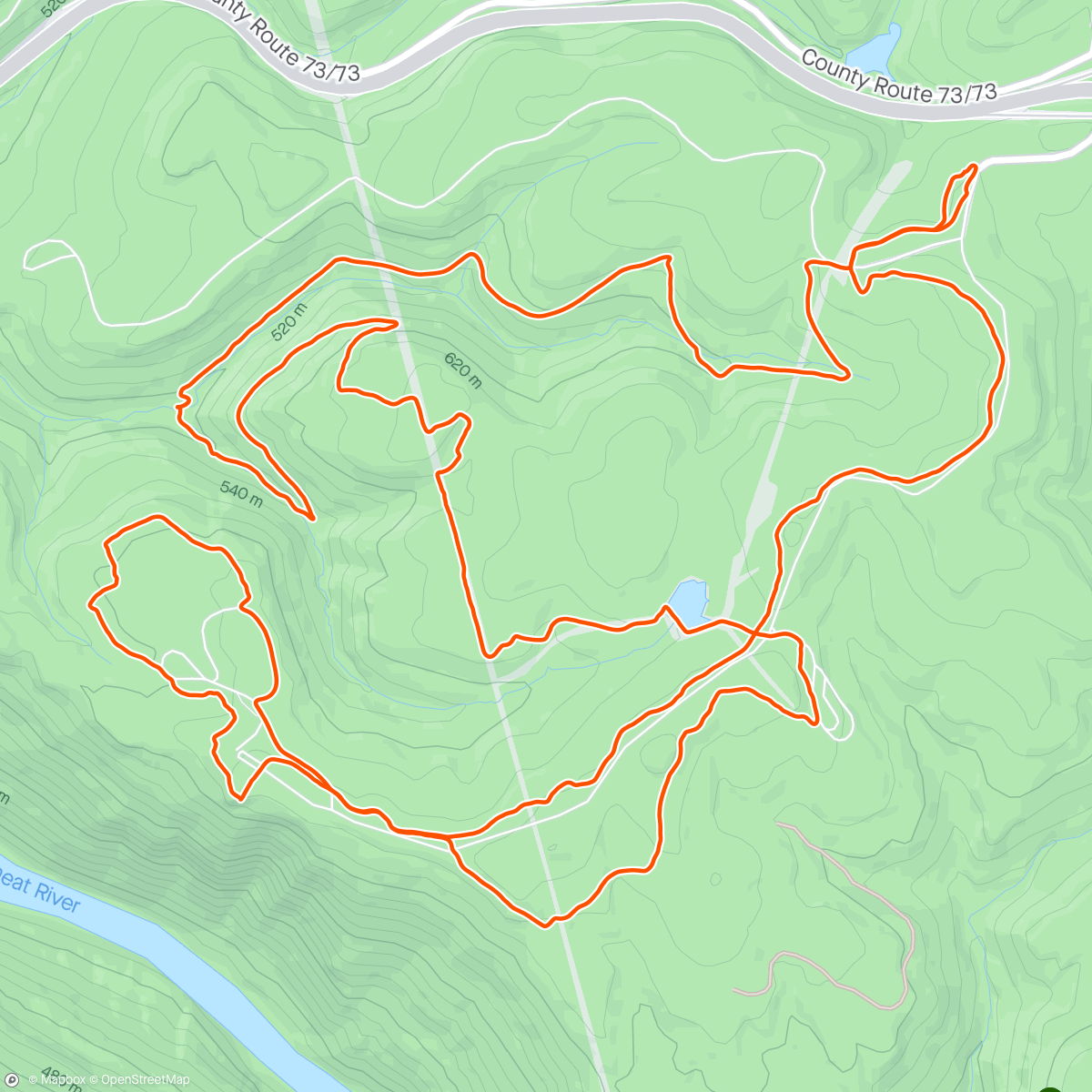Map of the activity, Coopers Rock Trails, ride with Russell