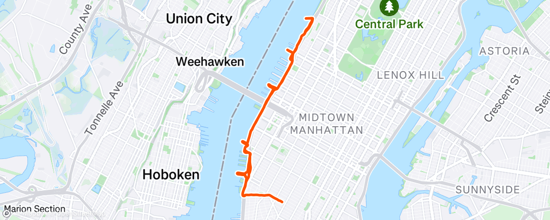 Map of the activity, Afternoon Run
