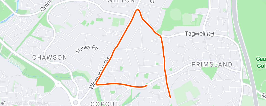 Map of the activity, Afternoon Run - aiming to add distance without stopping