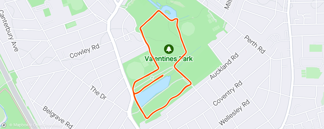 Map of the activity, Valentines parkrun