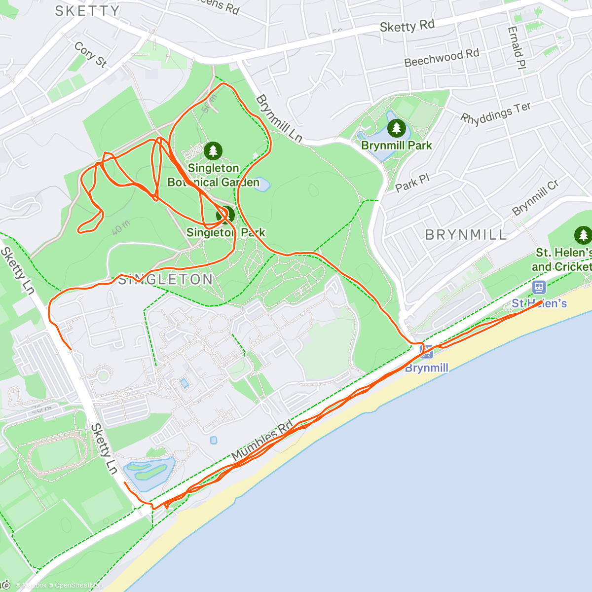 Map of the activity, Evening Trail Run