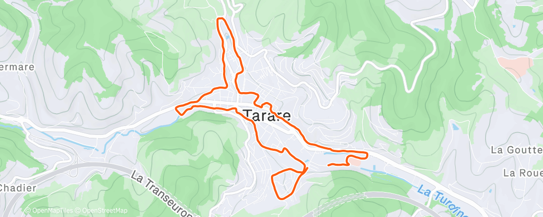 Map of the activity, Course à pied en soirée