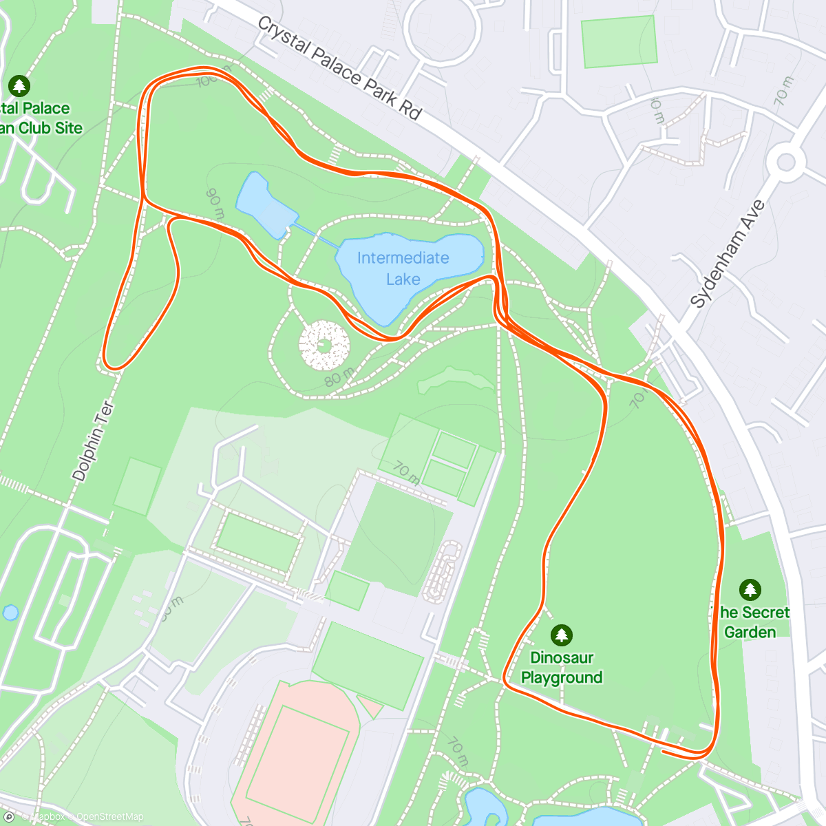 Map of the activity, Crystal Palace Parkrun 13Apr24