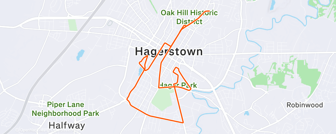 Map of the activity, Afternoon Run