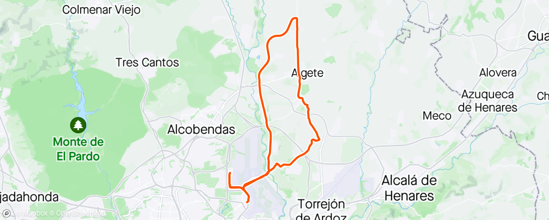 Map of the activity, Bicicleta de carretera por la tarde