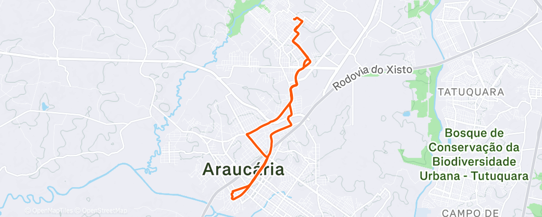 Map of the activity, Pedalada de mountain bike na hora do almoço