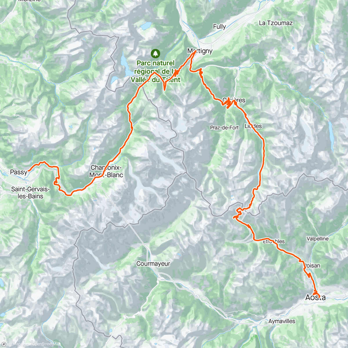 Map of the activity, Toujours avec le Math, fin du tour du Mont-Blanc 🌞
