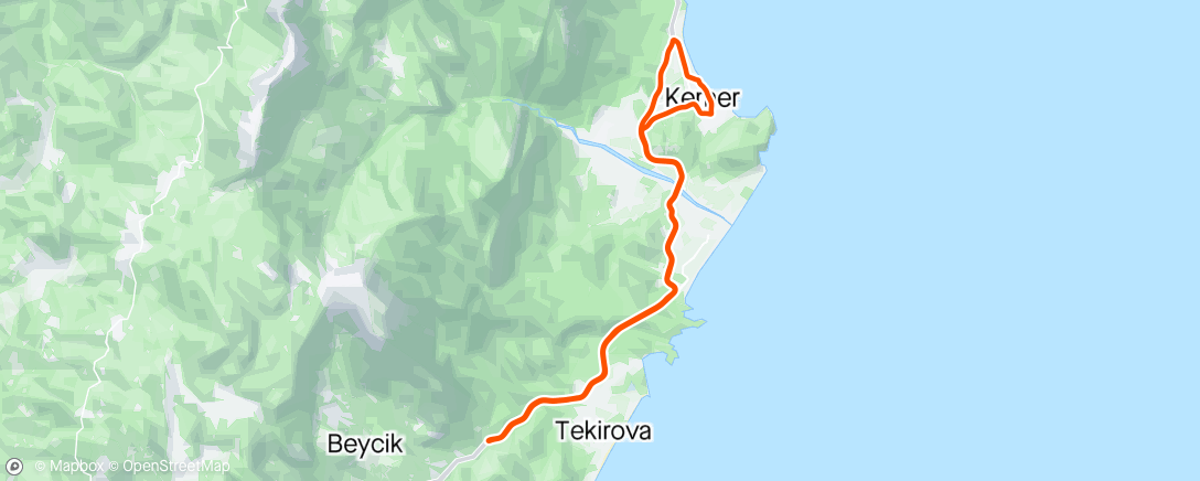 Map of the activity, Kemer - Tekirova (Easy Tempo Ride)