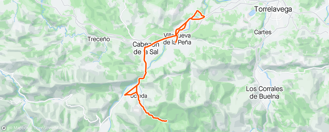 Map of the activity, 1h 30min Road