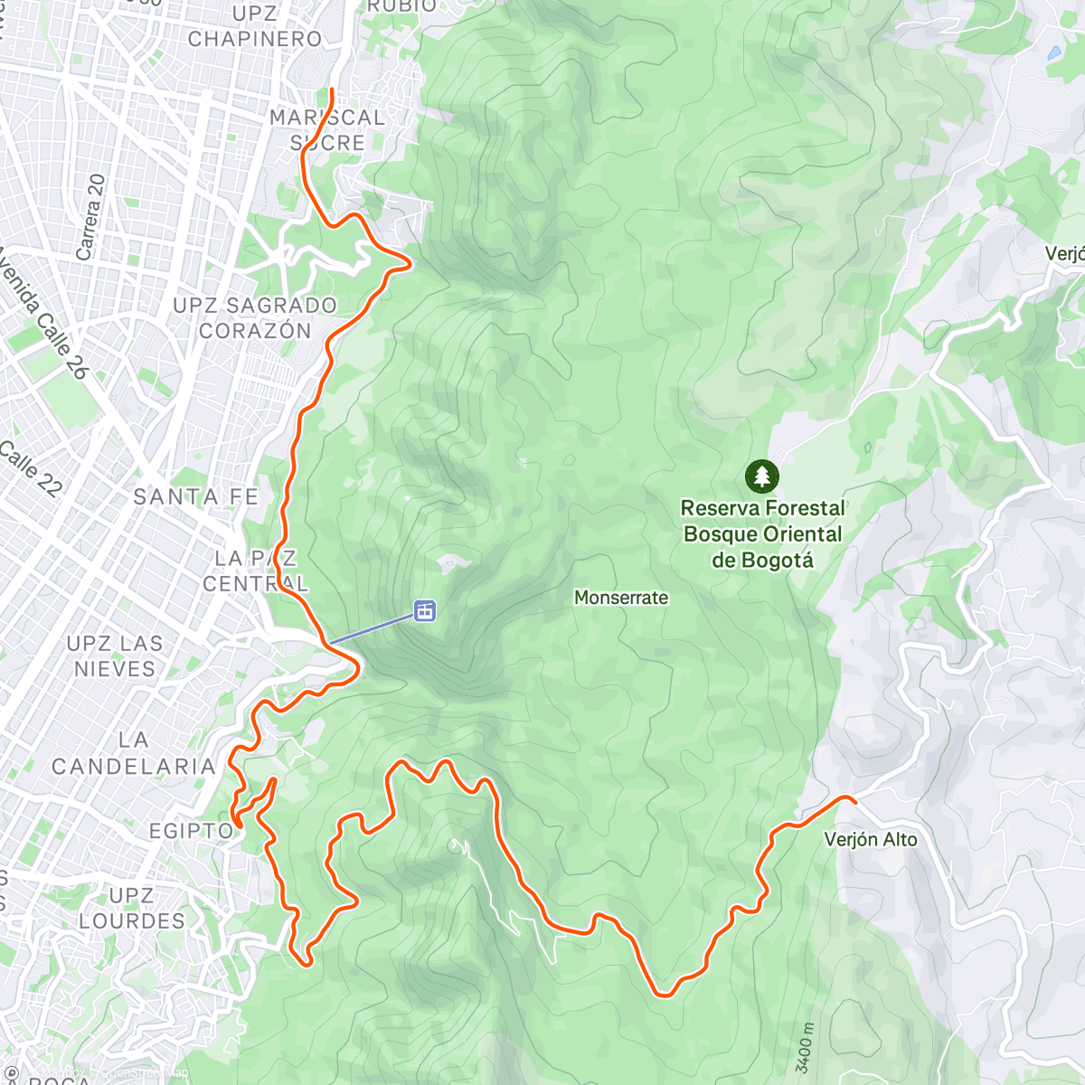 Map of the activity, ROUVY - Race: GWA Colombia | Stage 2 - Bogota to Alto el Verjón