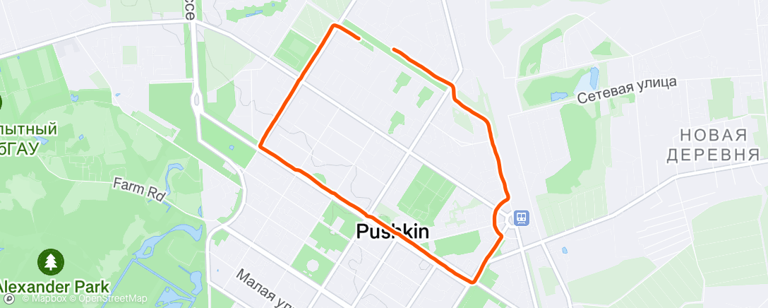 Map of the activity, Afternoon Run