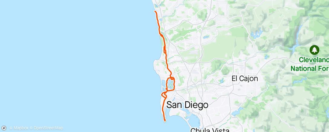 Map of the activity, San Diego from Revolution Bike Shop