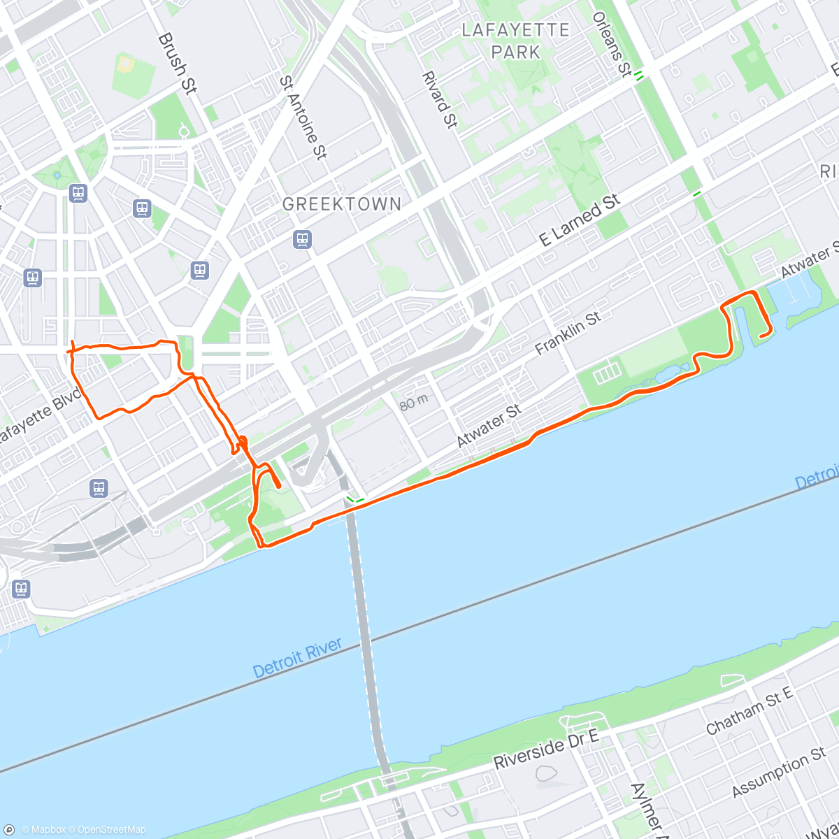Mappa dell'attività Morning Motor City 🌆 Riverside Run 🏃