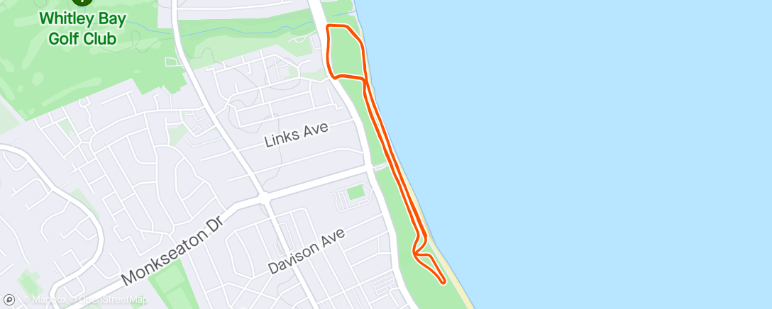 Map of the activity, Whitley Bay Park Run