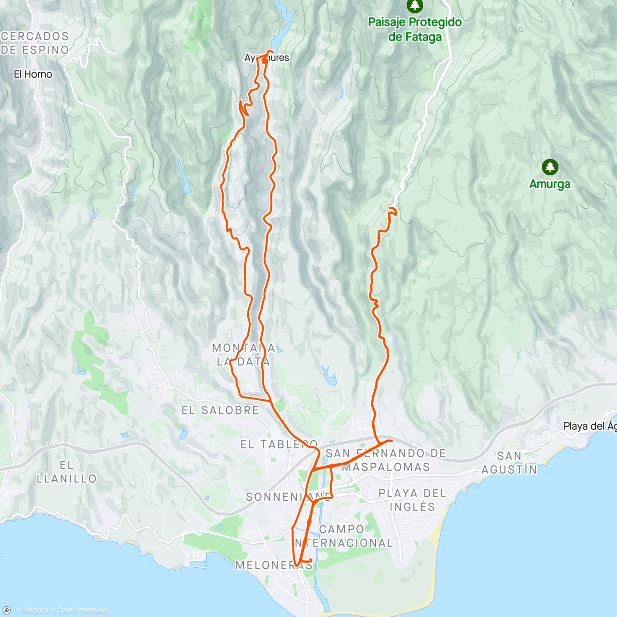 Map of the activity, Alto de la Degollada de Las Yeguas y Ayagaures of gewoon ne zot lange naam voor bergop en af te rijden in t Spaans