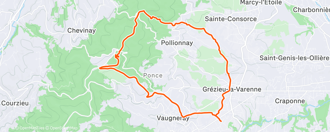 Map of the activity, Trail en soirée
