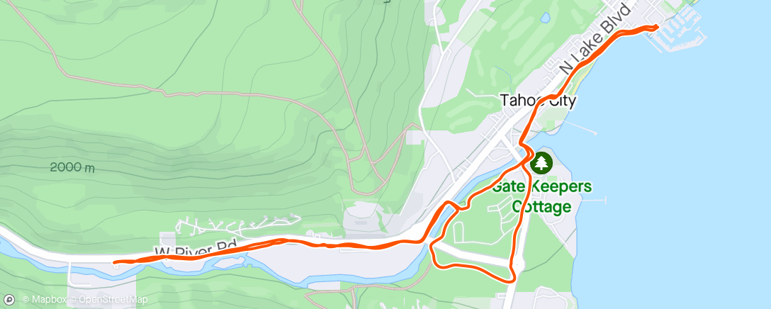 活动地图，Wednesday night run with the Lake Tahoe Running Group