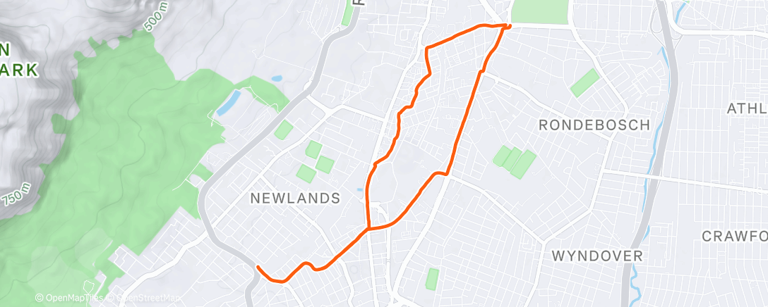 Map of the activity, Evening Run