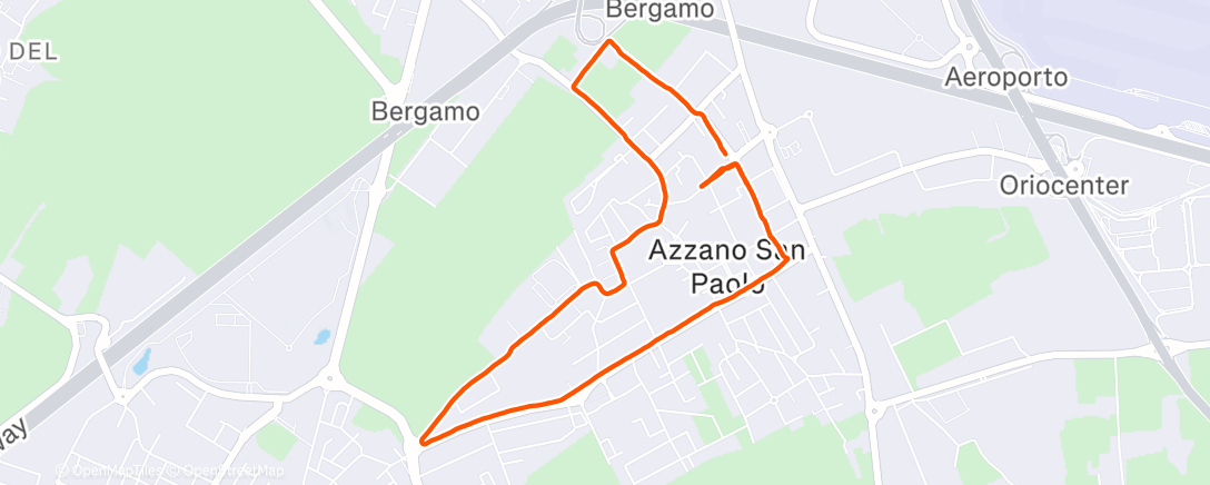 Map of the activity, Evening Run