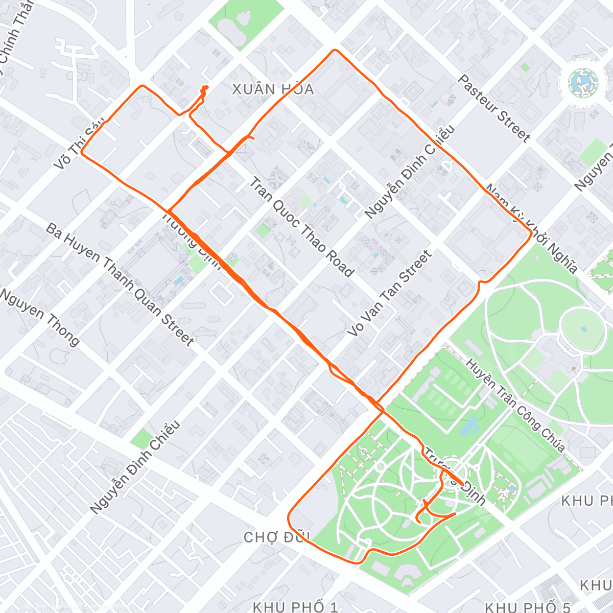 Map of the activity, HCMC jogging